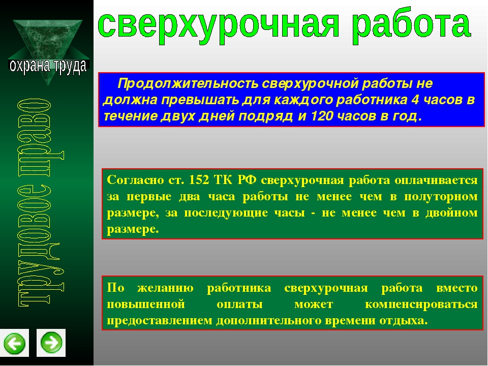 Работа сверхурочная тк: ТК РФ Статья 152 Оплата сверхурочной работы