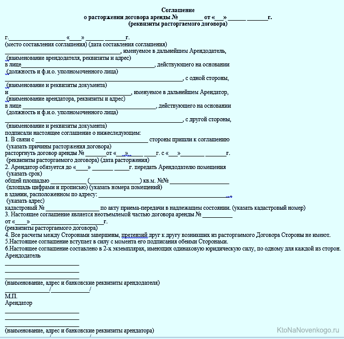 Расторжение договора жилого помещения