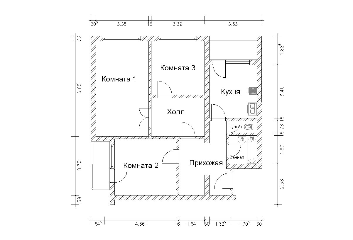 План квартиры с размерами по адресу